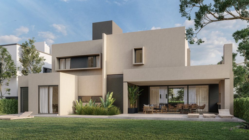 A modern house's facade reinforced with aluminium sheets.