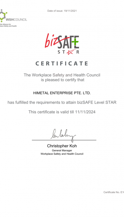 HIMETAL ENTERPRISE PTE. LTD_BizSAFE Star-1 HIMETAL ENTERPRISE PTE. LTD_BizSAFE Star-1